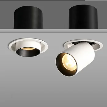 

Dimmable Recessed Stretch Rotation 360° LED Downlights 12W18W24W COB LED Ceiling Spot lights AC85~265V Background Painting Lamp