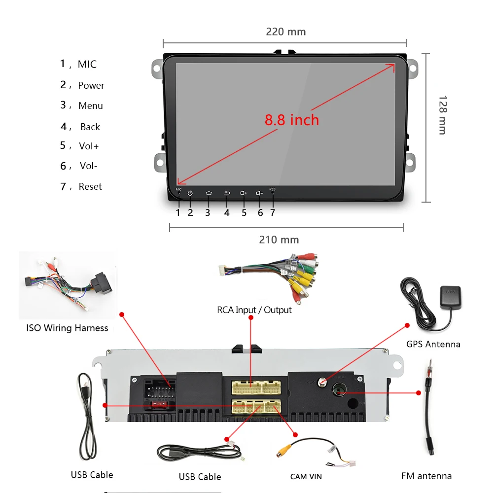 reprodutor multimídia gps navegação wifi rca estéreo