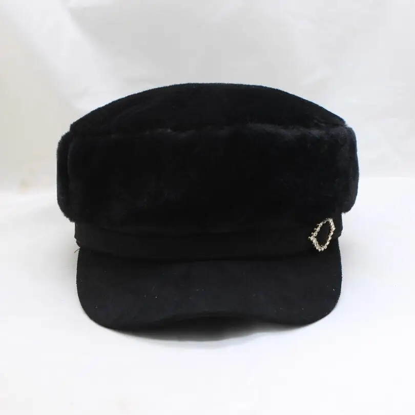 Женская шапка из искусственного меха в стиле милитари с утолщенной теплой уличной плоской кепкой Newsboy береты Модные женские береты gorra