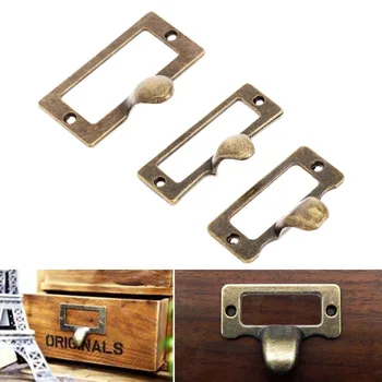 

6Pcs 57/54/42MM Vintage Metal Label Pull Frame Handle File Name Card Holder For Furniture Cabinet Drawer Box Case Antique Handle