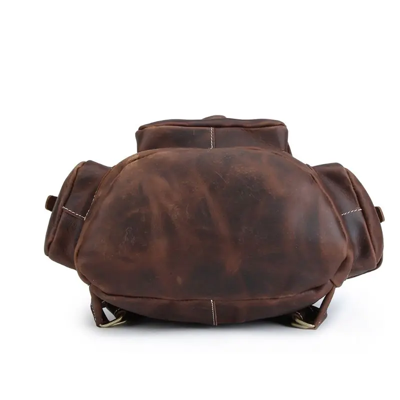 Multifunction Men Women Backpack Vintage Genuine Leather Travel Shoulder Rucksack School Laptop Camping Hiking Bag for College