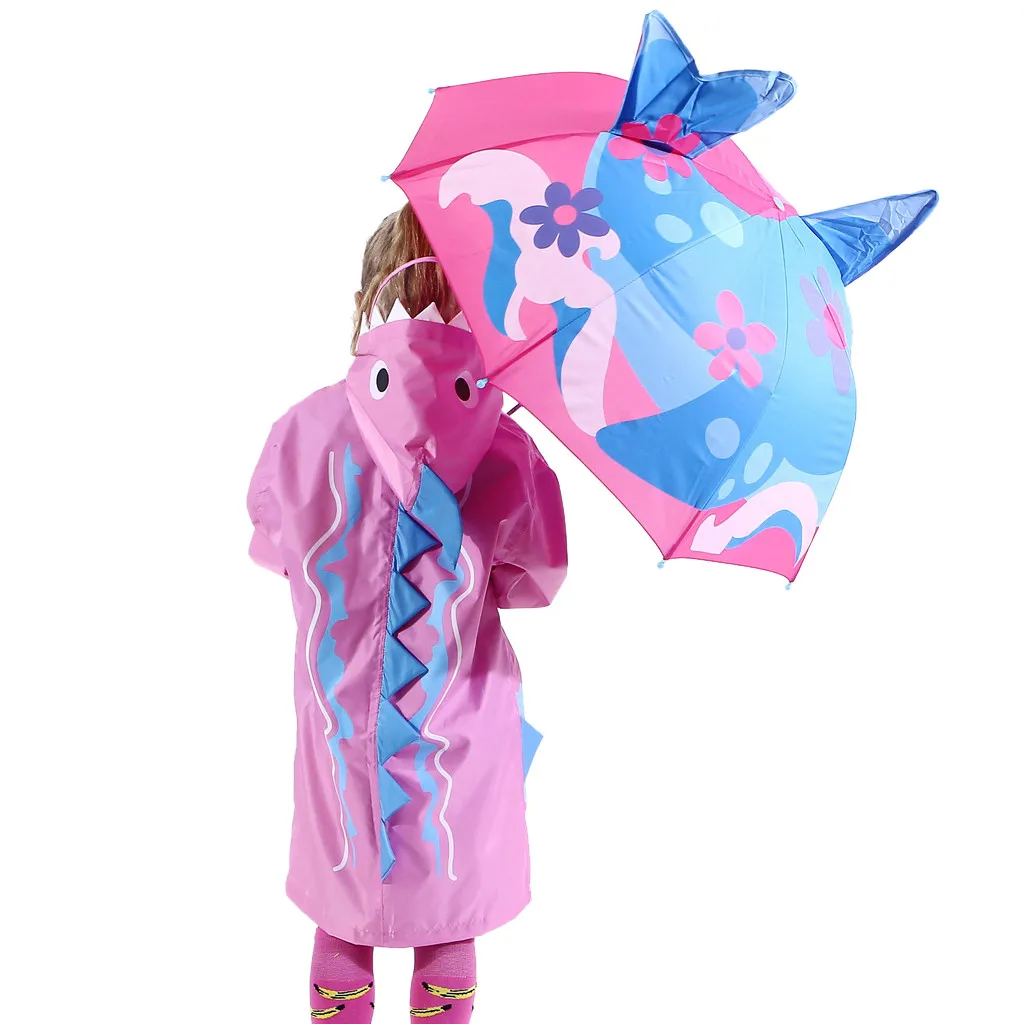 Детский чехол, зонтик для защиты от солнца, УФ-защита от ветра, складной зонт с 3D рисунком, защищающий от дождя и дождя, Ветрозащитный зонтик
