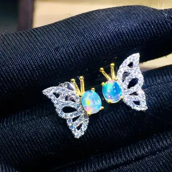 

shilovem 925 sterling silver Natural opal stud Earrings fine Jewelry women trendy party wholesale new gift 4*5mm jce040588ago