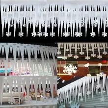 FoamIce полоса сосулька Снежинка подвесные украшения Рождественские украшения снежный Navidad Natal декор для стены белые украшения