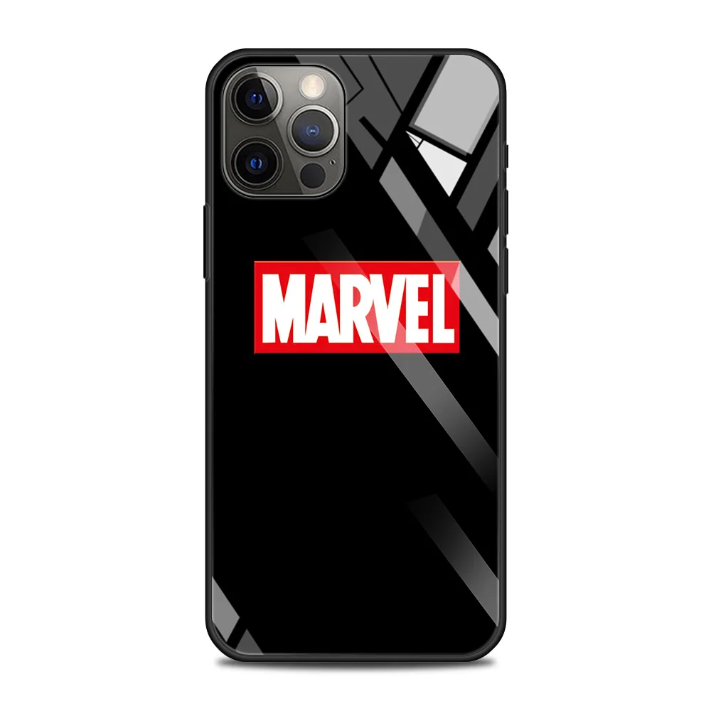 Tempered Glass Case For iPhone 13 12 11 Pro Max Mini X XR XS Max 8 7 6s Plus SE 2020 Phone Shell Fundas Marvel Avengers Comics iphone 12 pro max silicone case