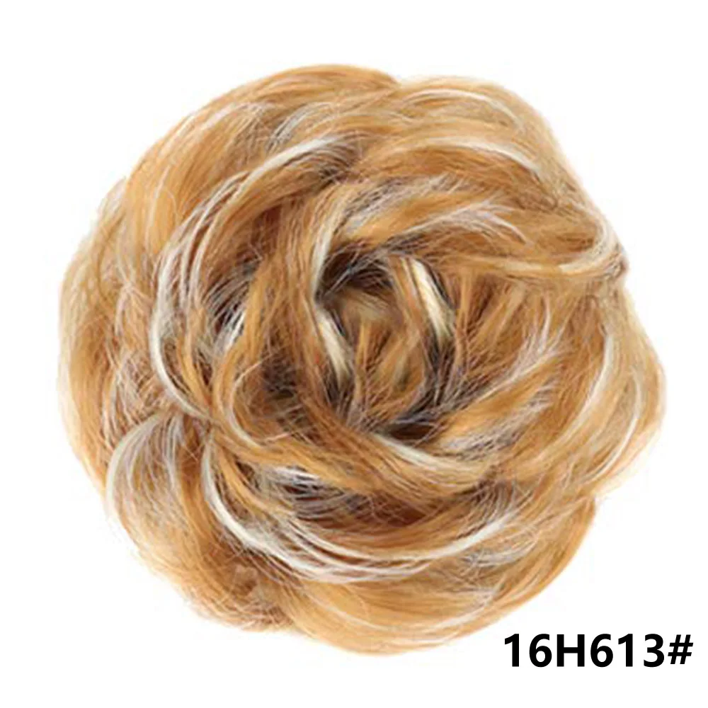 Энергичные синтетические кудрявые волосы булочка термостойкие волокна грязный пучок для наращивания натуральные волосы шиньон 8 цветов для женщин - Цвет: 16H613