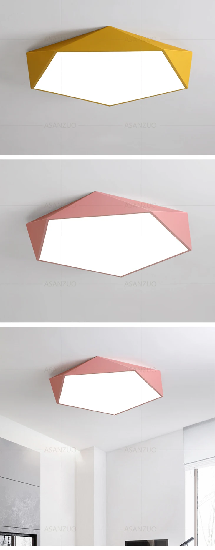 Modern LED Ceiling Light Lamp Pentagon Multicolor Children Ceiling Light Lighting Fixture Bedroom Surface Mount Living Room lamp
