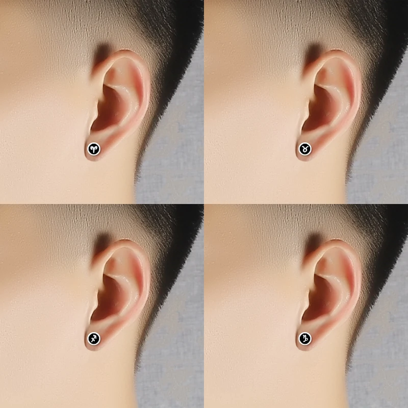 Innopes корейская мода Клип Серьги Геометрические круглые магнитные поддельные серьги зажим из нержавеющей стали 12 серьги с созвездиями