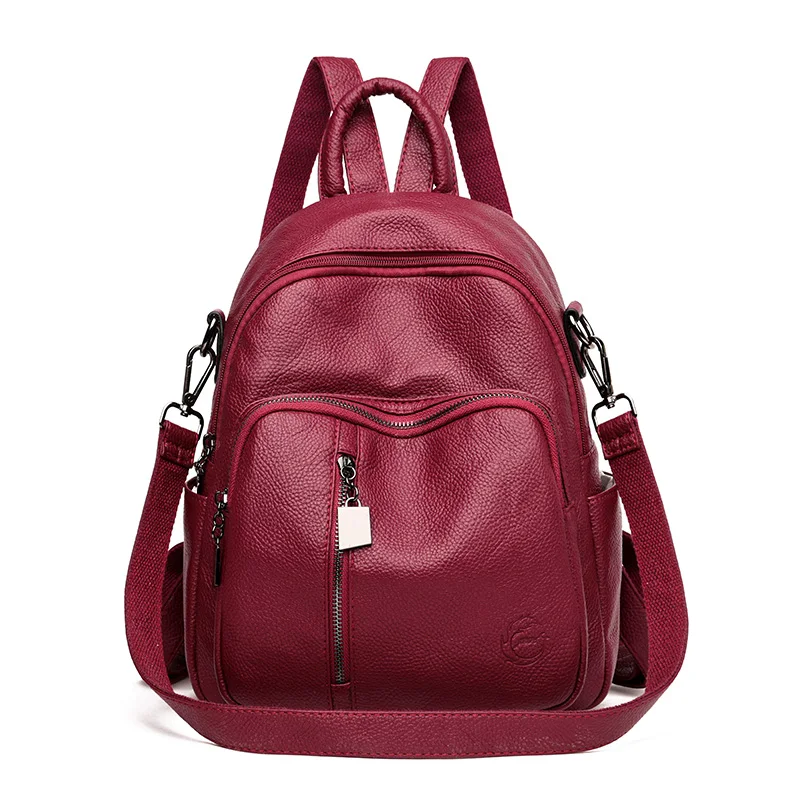 

2019 Fashion Zipper Bags Women's Leather Backpack School Bags For Teenage Girls High Quality Backpacks Travel Mochila Escolar