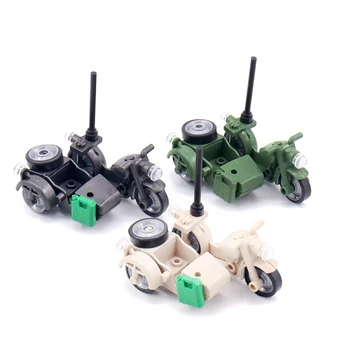 

Military Vehicles Motorcycle Tricycle Building Blocks Kids DIY Accessories Toys For Children WW2 SWAT Assemble Militarys Weapons