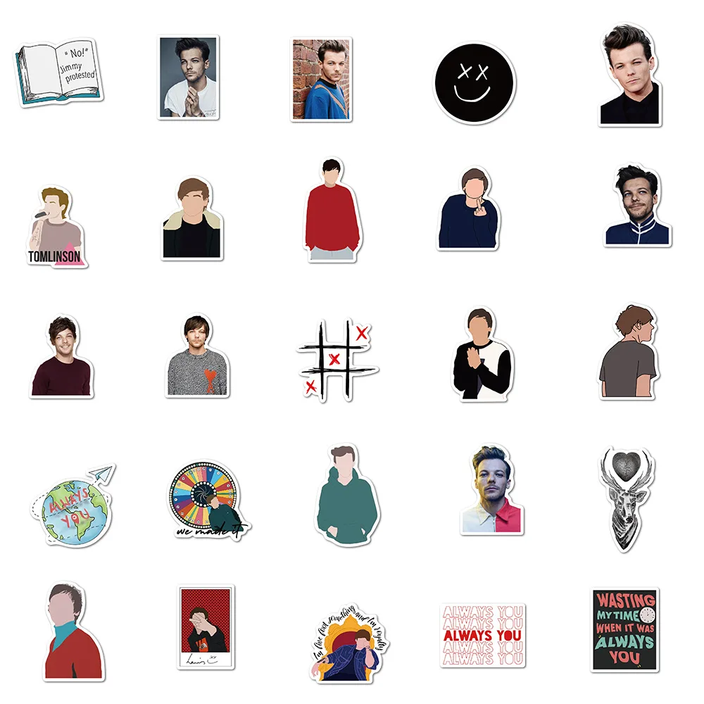 Paquete de pegatinas de estilo de motocicleta, 50 piezas, One Direction 1D  Singer Louis Tomlinson, para maleta, portátil, guitarra, calcomanías| pegatinas| - AliExpress