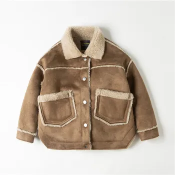 

2020 European and American-Style New Winter Suede Lambs Wool Baby Jacket Boys and Girls Children Parka Baby Fur Warm Jacket
