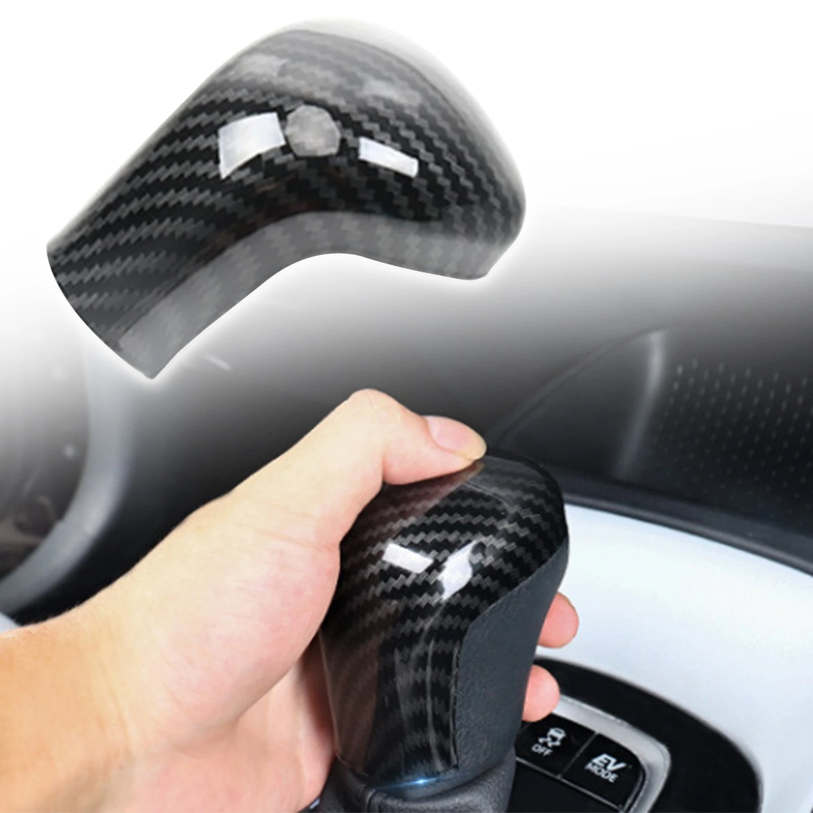 Sport Style Carbon Fiber Print Auto Gear Shift Knob Cover Trim For