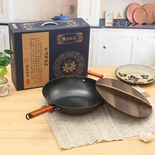 Традиционная ручная работа чугуна действительно из нержавеющей кастрюля для тушение старый режим чугунный горшок Экология Здоровье Wok Non-Paintcoat li yipinguo