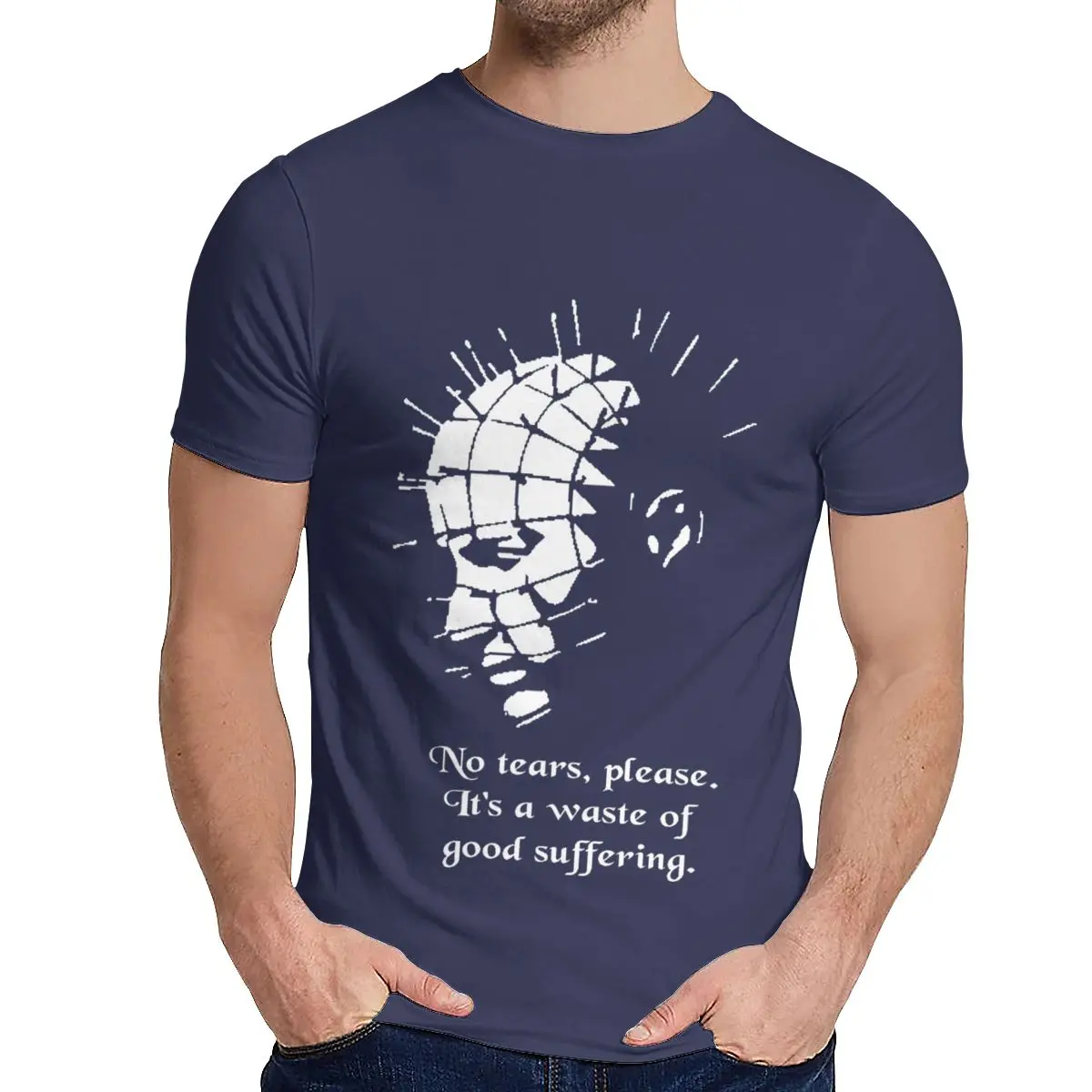 Изображение на заказ Pinhead No Tears футболка унисекс тонкий большой хеллрайзер футболка круглый вырез - Цвет: Тёмно-синий