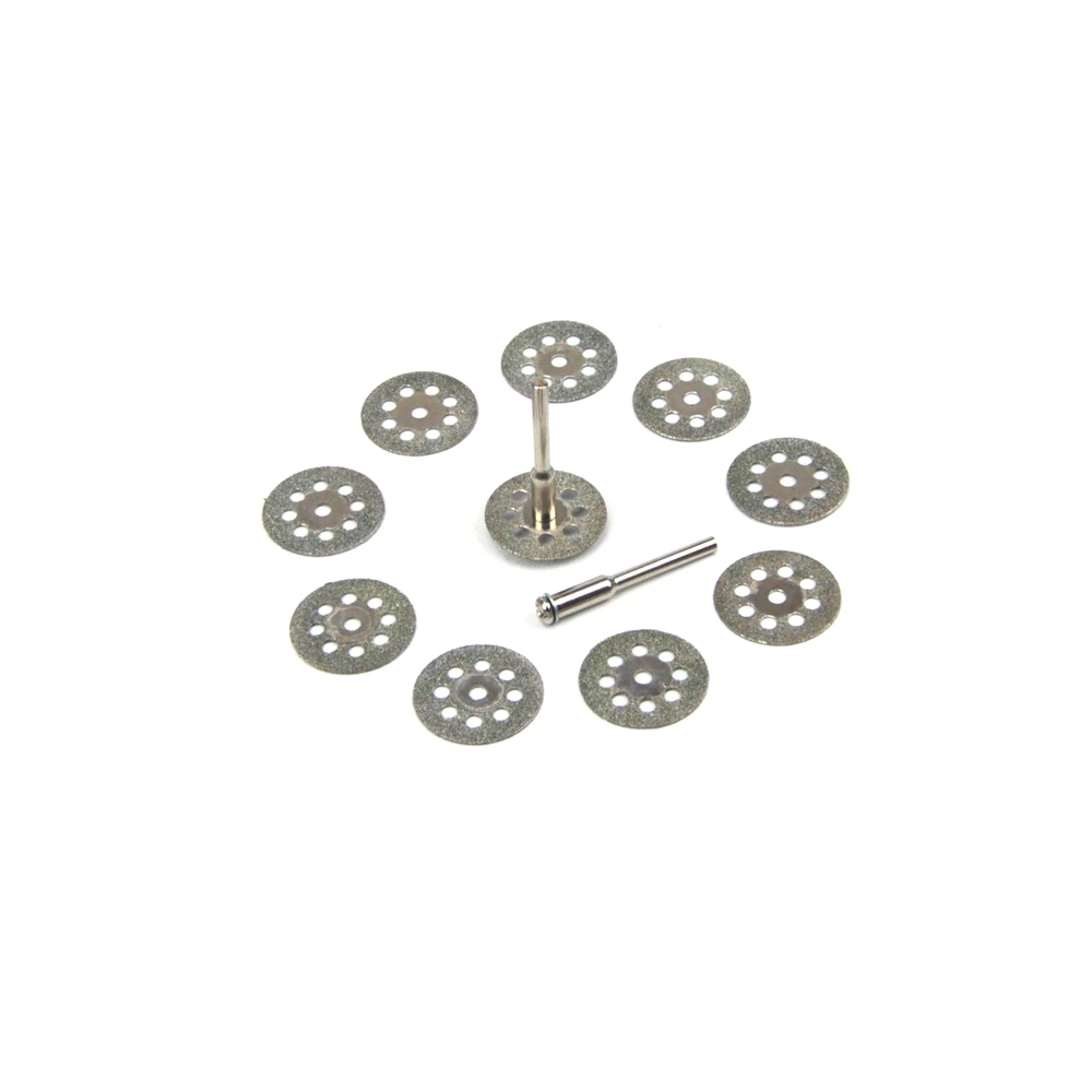 Алмазные диски, набор 10 шт, 22/25 мм 8 отверстий пильный диск тормозной диск с 2 шт. 3 мм стержень алмазный диск для резки для принадлежностей для вращающихся инструментов Dremel