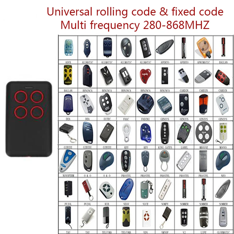 

For Garage door multi frequency Remote Control Clone rolling code and fixed code 280-868mhz