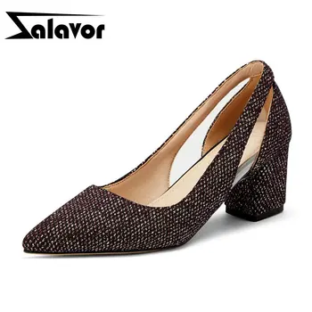 

ZALAVOR Size 33-48 New Design Women Party Pumps Spring Bling Leather Fashion Wedding Shoes Shallow Female Pumps Footwear