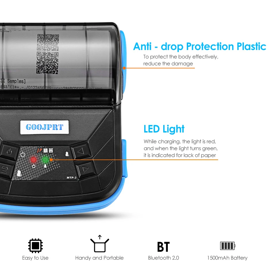 MTP 3 80 мм Мини Bluetooth Портативный беспроводной термопринтер подходит для Android iOS