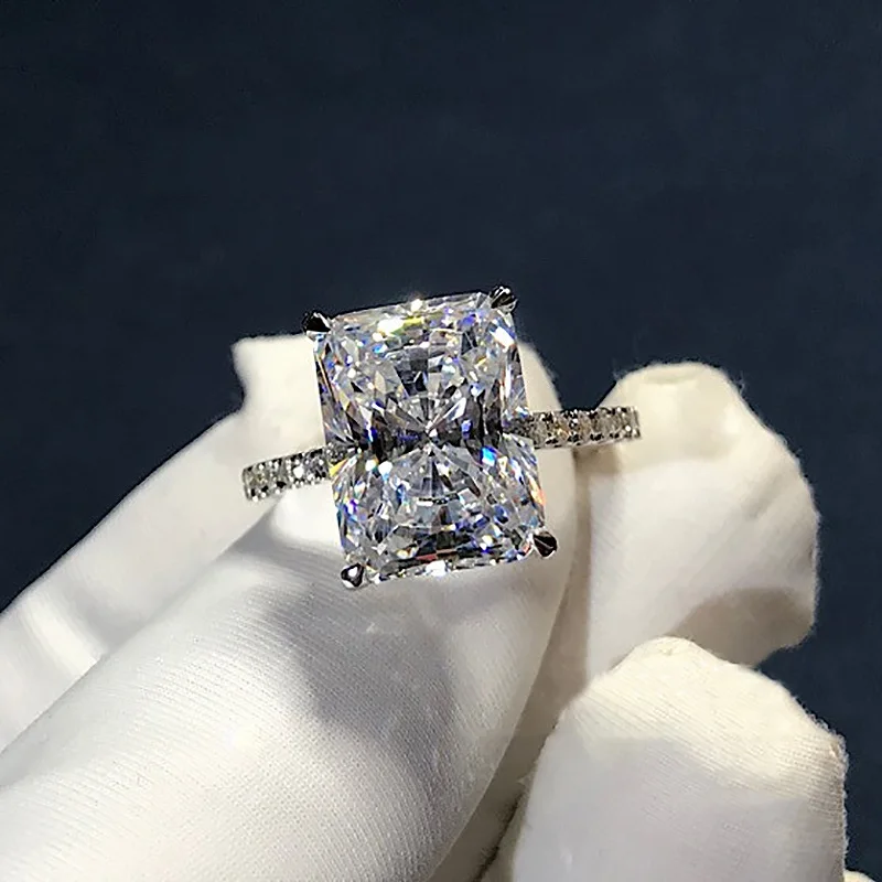 4ct Simulated Diamond cz ring 925 Sterling Silver Engagement Wedding Band Rings for women Party Jewelry silver rings silver ring wedding rings