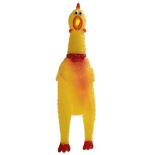 Yellow Red Soft Plastic Squeeze Shrilling Chicken Toy