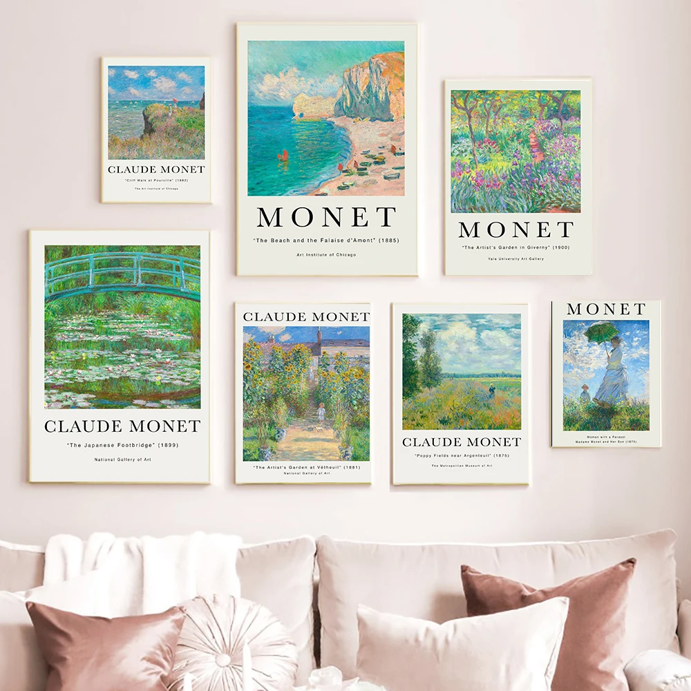 Monet Exhibition Poster Claude Monet The Artist'S Garden At Vetheuil Landscape Museum Immagini A Parete Soggiorno Home Wall Decor