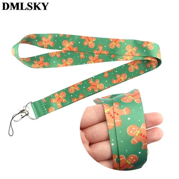 

DMLSKY The Gingerbread Man Lanyard Keychain Christmas cookies Lanyards for keys Badge ID Phone lanyard Christmas gift M4037