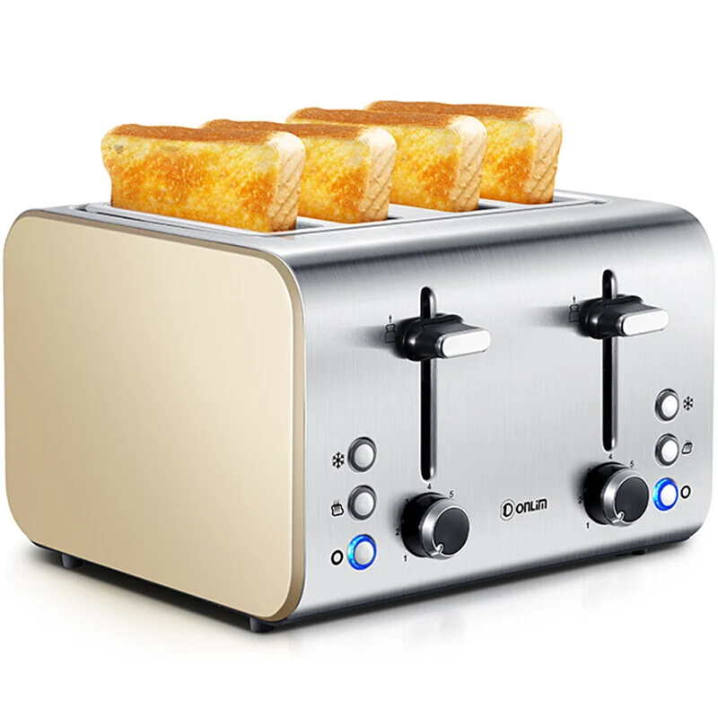 Toaster Toaster Home Commercial Stainless Steel Body 4 Piece Breakfast