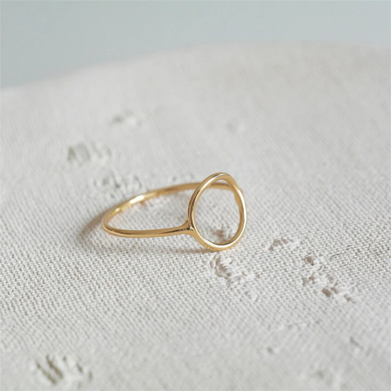 14K 골드 채워진 10mm 오픈 서클 링 Boho 미니멀리스트 너클 링 골드 쥬얼리 Anillos Mujer 골드 액세서리 여성용 반지