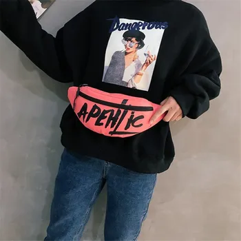 

KAFVNIE Hip Hop Waist Bag Men Fanny Pack non-mainstream Red Zip Belt Bags 4 colors Money Pouch Fashionable Girl Waist Bag