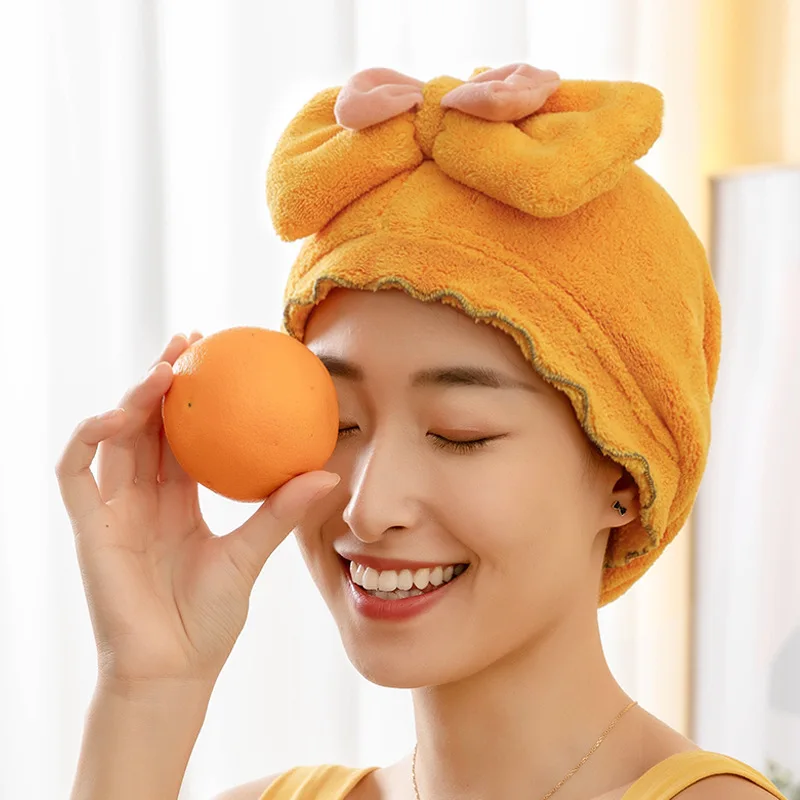 

Coral fleece dry hair cap, bath, shower cap, fast water absorption, soft, fine and soft adult fluff, pure color hair cap