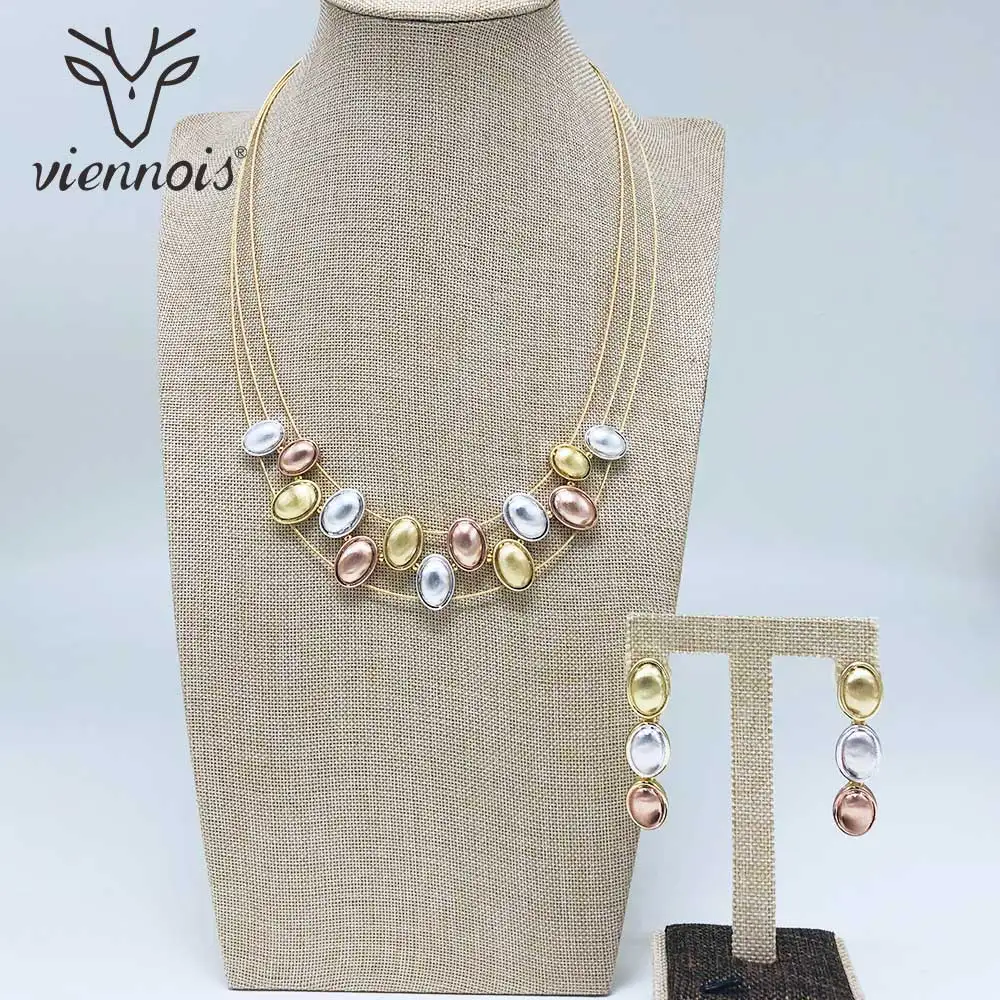 Viennois, модные золотые висячие серьги, разноцветные бусы, ожерелье, набор украшений для женщин, вечерние металлические ювелирные изделия