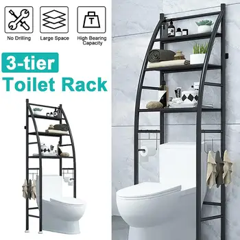 

Black/White Metal Toilet Towel Storage Rack 3-Tier Toilet Cabinet Shelving Bathroom Rack Space Save Shelf Organizer Holder