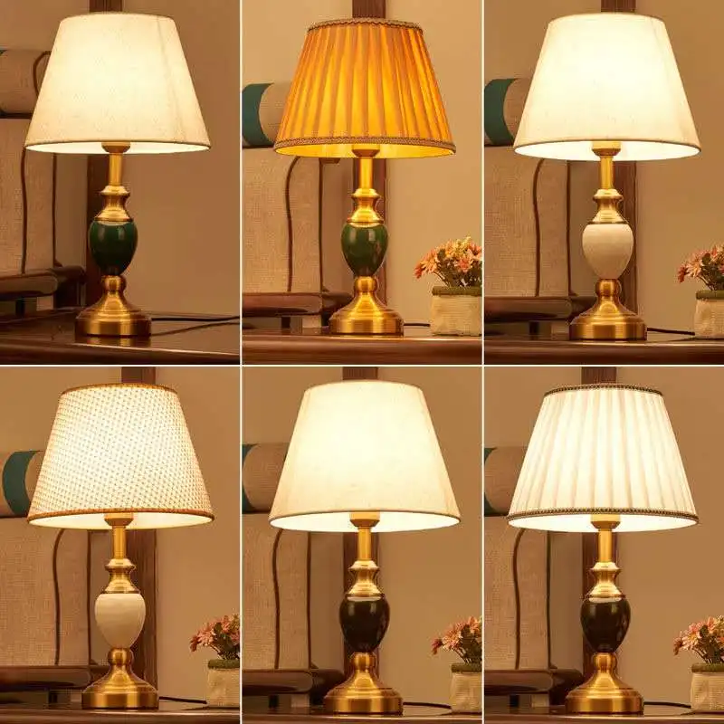 Ceramic Table Lamp Chinese Style Vintage Desk Light for Living Room Bedroom Study Room Plating Luxury Bedside Lamps Decoration