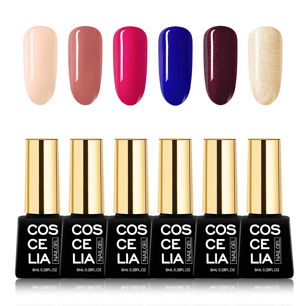 Gel Polish Kit 6 COSCELIA Комплект гель-лаков для ногтей Дизайн ногтей УФ светодиодный набор гелей для маникюра длительный Комплект гель-лаков для ногтей замочить - Цвет: Gel Polish Kit 6