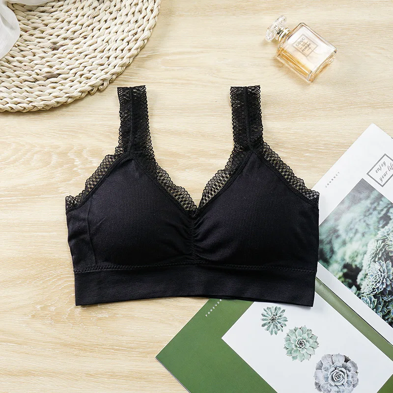 Women's Cotton Underwear Tube Tops Sexy Lace Bra Fashion Sports Solid Color Top Women's Push Up Bra Bandeau Top Sexy Lingerie