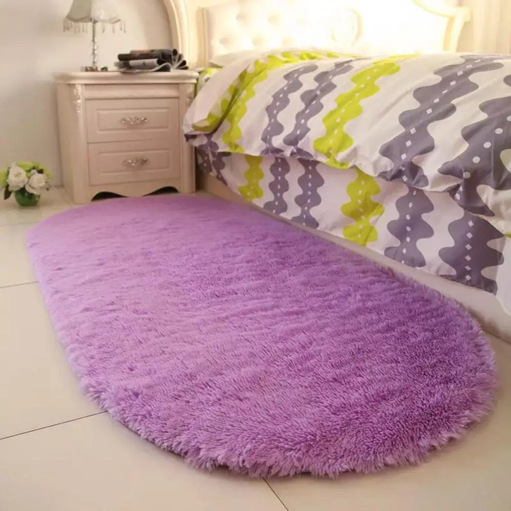 

40x60cm Fluffy Rugs Anti-Skid Shaggy Area Rug Dining Room Carpet Floor Mat Home Bedroom Carpets 45P 8 Color Small Carpets