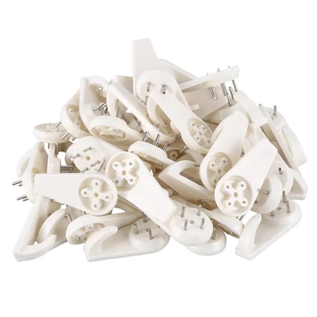 

50 Pcs Beige Wall Mount Non-mark Hooks Picture Photo Frame Hangers