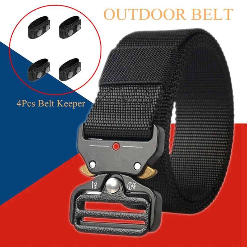 

125cm Men Women Tactical Belt Military Utility Belt Nylon Web Rigger Belt with Heavy-Duty Quick Release Metal Buckle