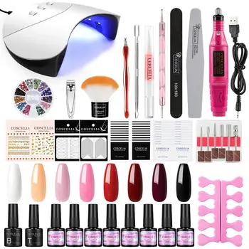 

Nail Gel Polish Set COSCELIA Soak Off Nail Varnish Set With Nail Drill Machine Tool Kit Nail Art Decorations For Manicure Kits