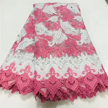 

African Guipure Cord Lace Fabric High Quality Nigerian Tulle Lace Fabric Rhinestones African French Net Lace Fabric For Dress
