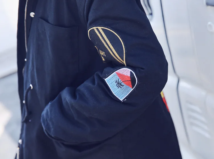 

2019 Winter Fat Mm Large Size Embroidered Rocket Large Fur Collar Cotton Coat Women's Korean-style Loose-Fit Mid-length Women's