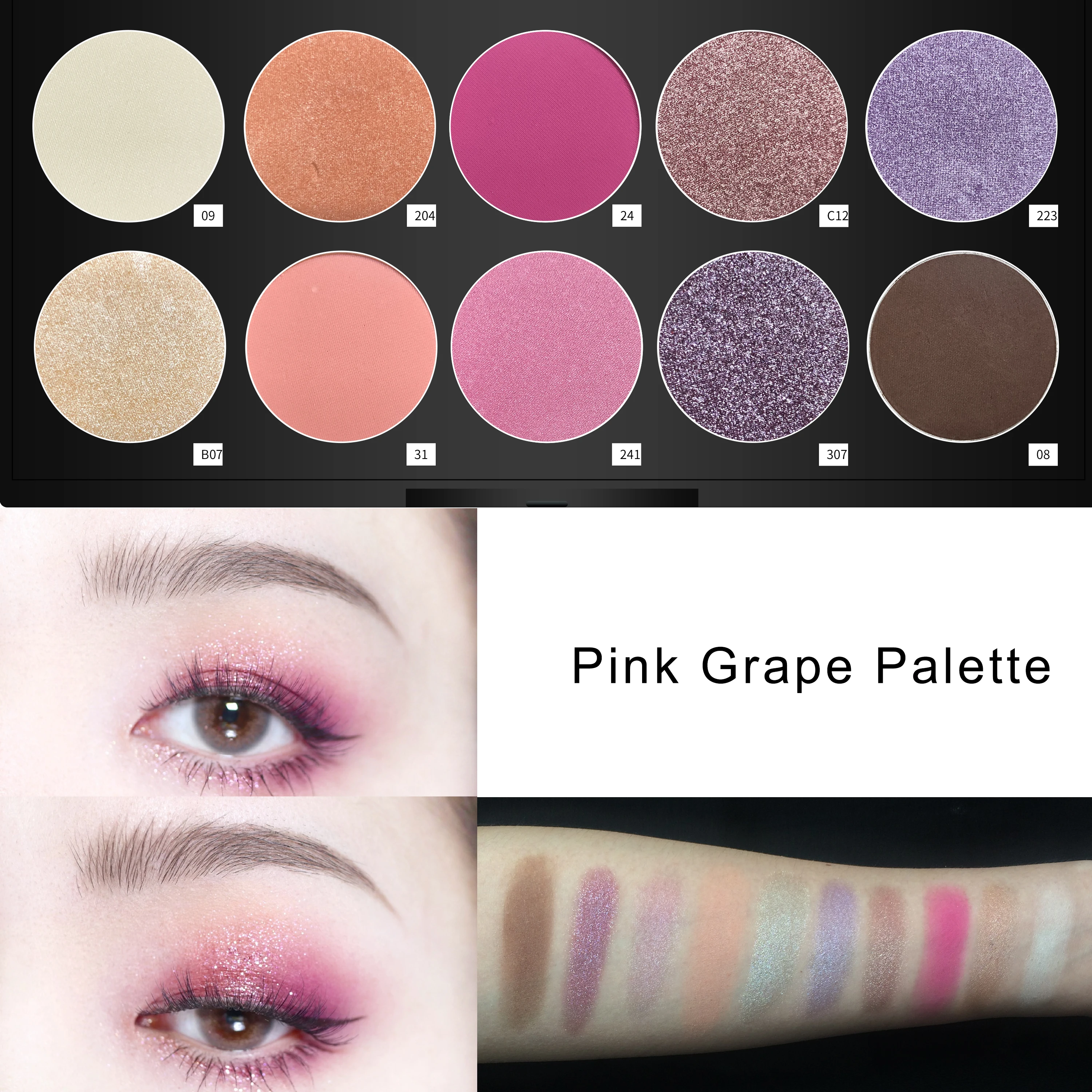 11.11 Color Salon INS Fashion New Arrival Pink Grape Eyeshadow Palette Matte Shimmer Pigment Long Lasting Makeup Powder |