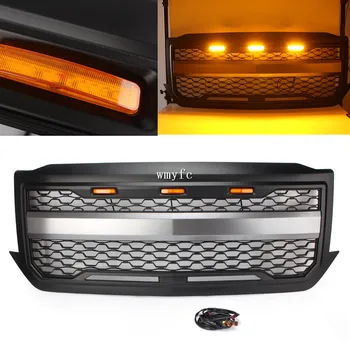 

Front Grill Grille w/ Amber Light for CHEVROLET Silverado 1500 2016 2017 2018 Chevy Silverado1500 Car Accessories Matte Black