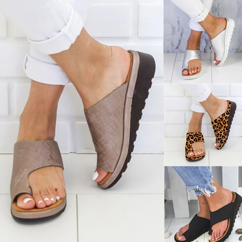 Zapatillas de suela plana para mujer, protector del dedo del pie, sandalias de plataforma para mujer, chanclas, cuñas de zapatillas, zapatos de verano
