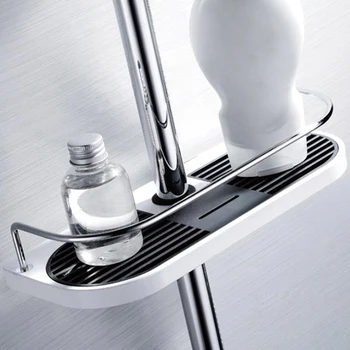 

Detachable Shower Pole Shelf Stainless Steel Rectangle Lifting Rack Holder Saving Space Kitchen Bathroom Accessorie Storage Tray