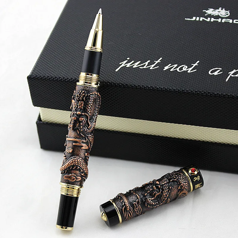 Jinhao, роскошная Ручка-роллер с драконом, 0,7 мм, сменная ручка для рукоделия, письма, подарочная ручка для бизнеса, офиса, бизнеса, ручка с тиснением, ручка с драконом - Цвет: E