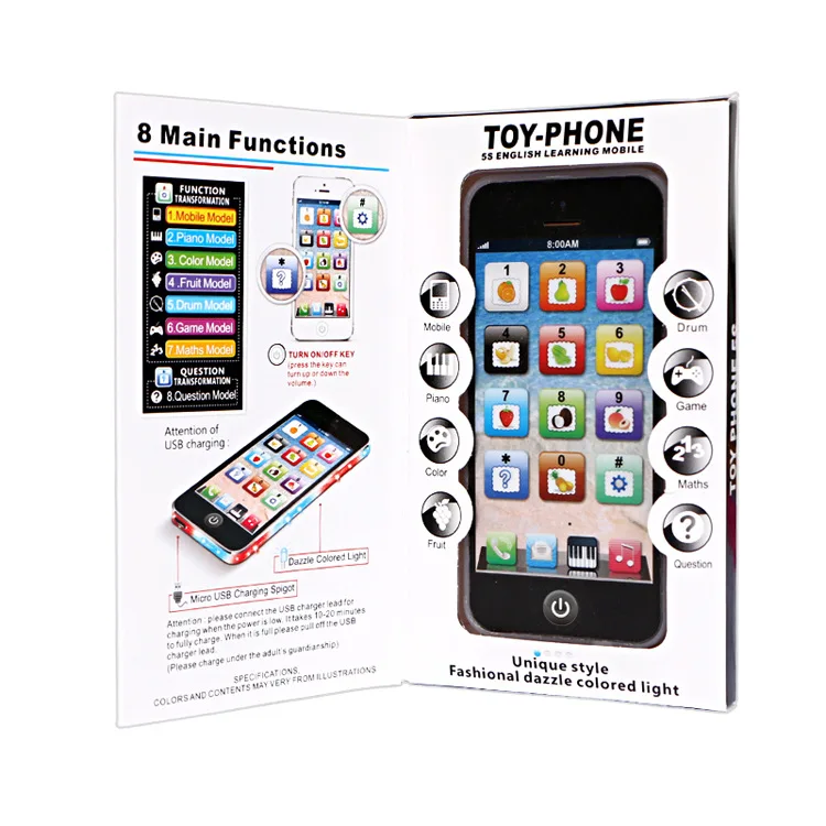 Kids Early Educational Mobile Phone Toy Children English Learning Music Cellphone with Light and Sound for Baby Infant Gift