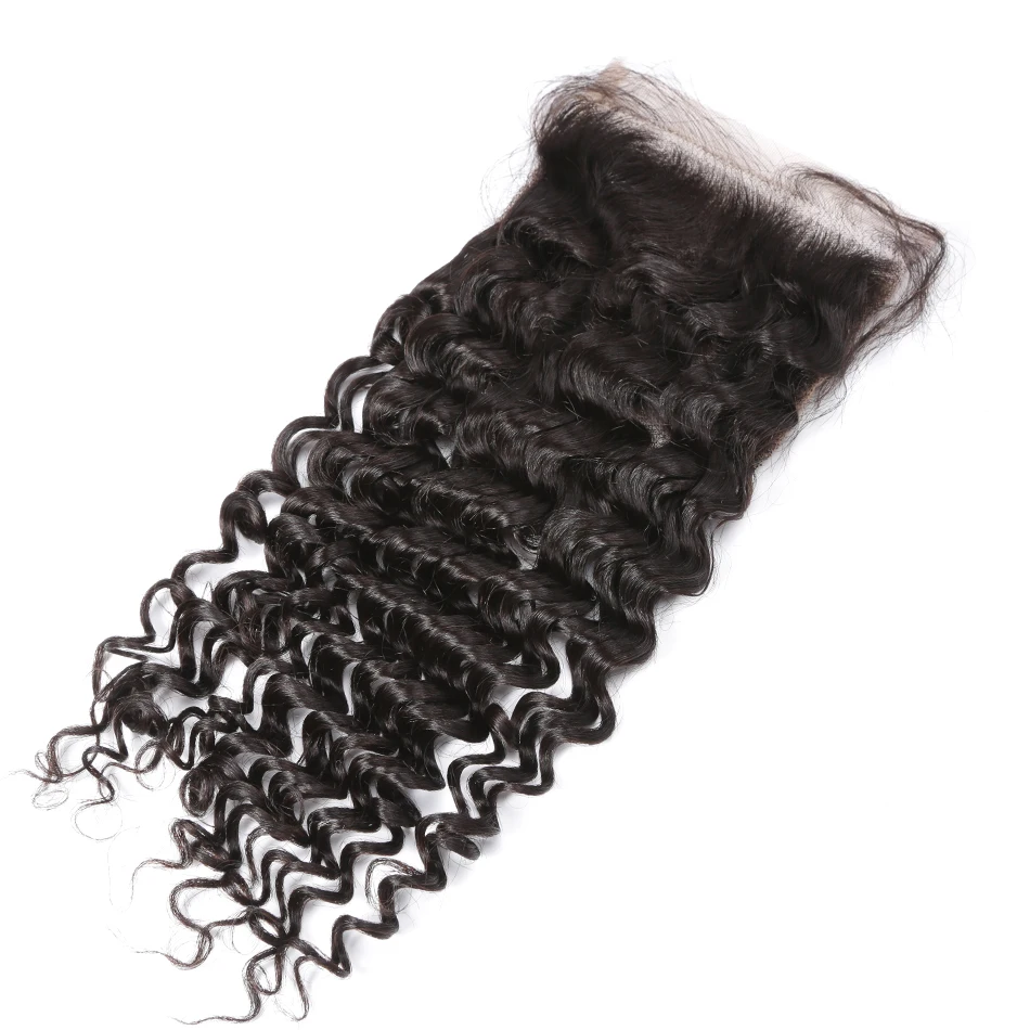 Pacotes com Fechamento Onda de Água Mishell Polegadas Onda Profunda Brasileiro Encaracolado 100% Cabelo Humano 3 4 Pacotes Tecer Rendas Frontal 28 30 40 2 Pacotes com 34 com fecho