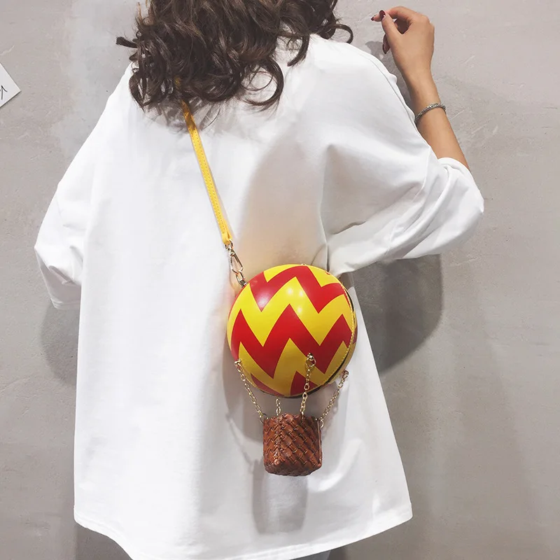 Small Women Handbag Autumn New Style Ocean Ball Mini Round Messenger Bag Hot Air Balloon Girl Cute Shoulder Crossbody Bag